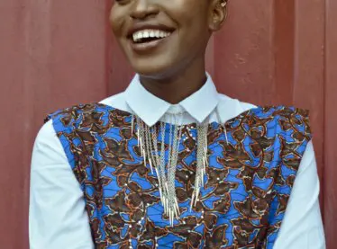 An actress laughing on cue.