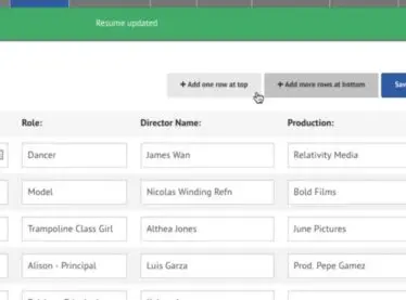 Adding and editing resume credits