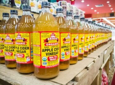 Display of Apple Cider Vinegar, which many actors swear by.