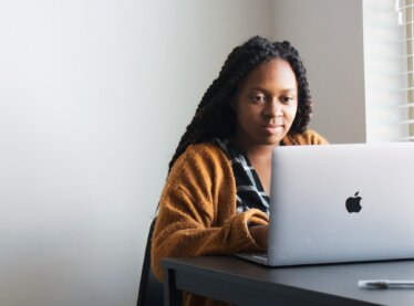 An actress researching a project the night before an audition.