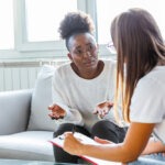An actress at home trying an Eric Morris vulnerability exercise with a friend.